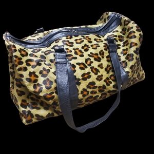 Hair On Cowhide Leather Duffel Leopard Print